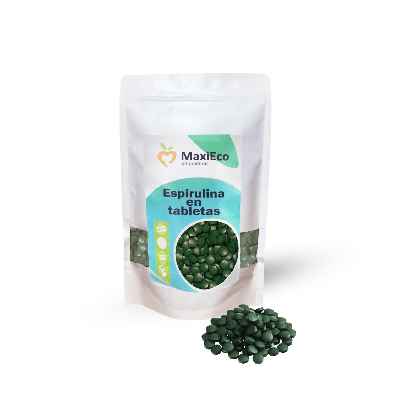 Espirulina en comprimidos 1 kg (4000 comprimidos 250 mg) - 100% natural  Espirulina verde Vegana - MaxiEco - Solo productos naturales